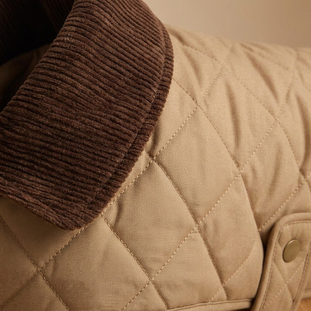 Abrigo Polar Matelaseado para perro — detalle de materiales — Mora & Bigotes